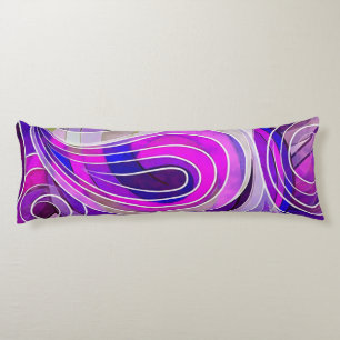 Violet and Lilac Doodle With White Lines Body Cushion