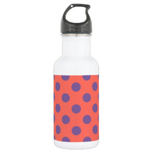 Violet and living coral polka dots 532 ml water bottle
