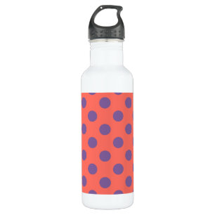 Violet and living coral polka dots 710 ml water bottle