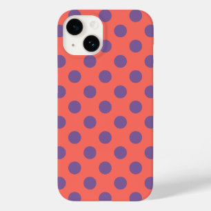 Violet and living coral polka dots Case-Mate iPhone 14 case
