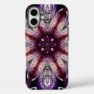 Violet and Magenta Cosmic Flower Kaleidoscope iPhone 16 Plus Case