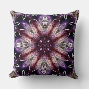 Violet and Magenta Cosmic Flower Kaleidoscope Cushion