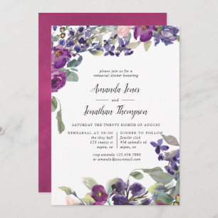 Violet and Plum Floral Rehearsal Dinner invitation