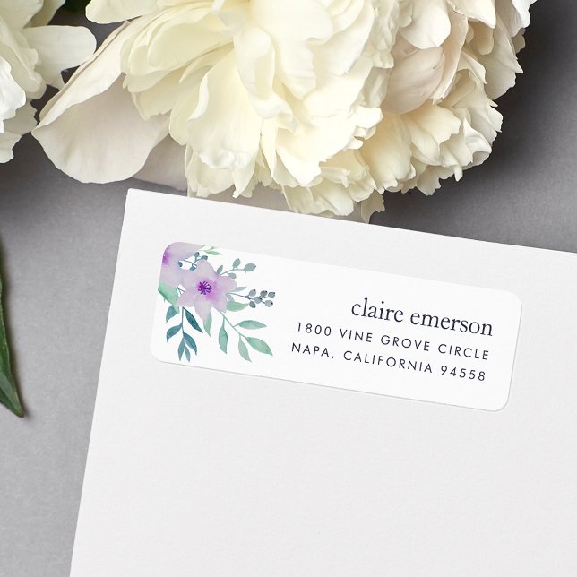 Violet and Sage Floral Return Address Label (Creator Uploaded)