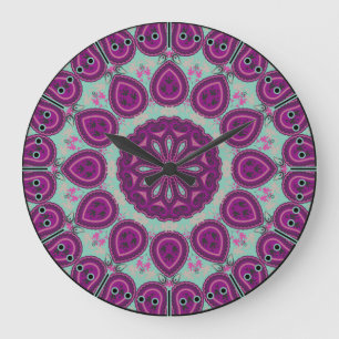 Violet and Sage Pretty Paisley Boho Style Large Clock
