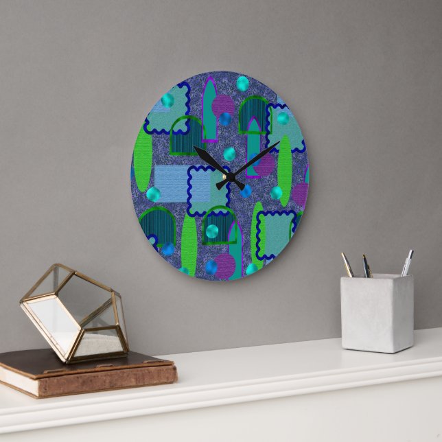 Violet and Shadow Mirrors Large Clock (Office)