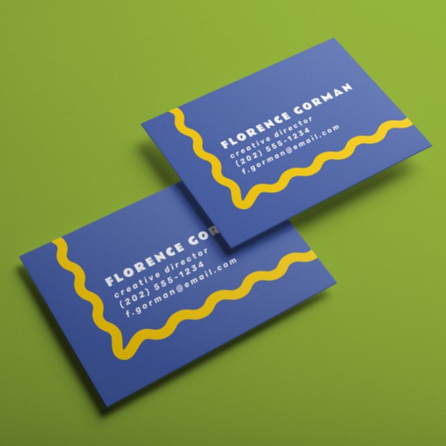 Violet and Sunny Yellow Wavy Frame Business Card (Creator Uploaded)