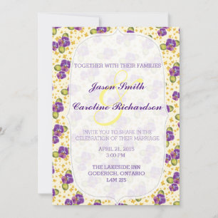 Violet and Tiny Yellow Floral Wedding Invitation