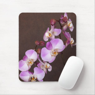 Violet and White Orchid Close Up Photograph Mouse Pad