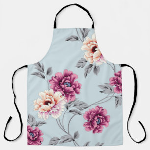 violet and yellow flowers with leaves pattern on b apron