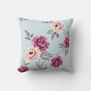 violet and yellow flowers with leaves pattern on b cushion
