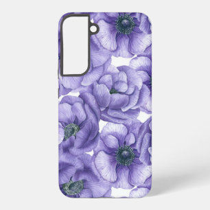 Violet anemone flowers watercolor pattern samsung galaxy case