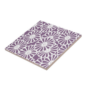 Violet Asian Moods Floral Ceramic Tile