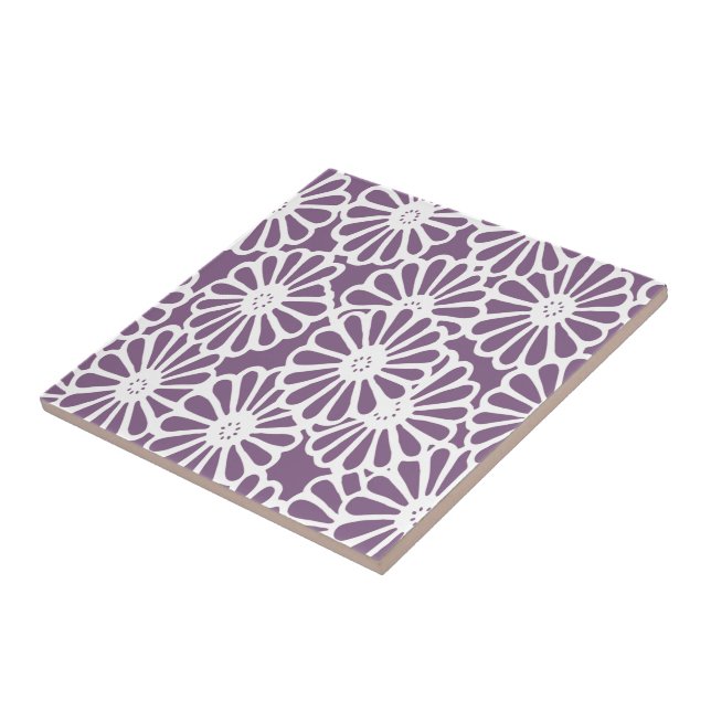 Violet Asian Moods Floral Ceramic Tile (Side)