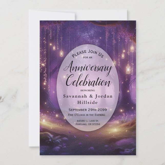 Violet at Midnight Enchanted Forest Anniversary  Invitation (Front)