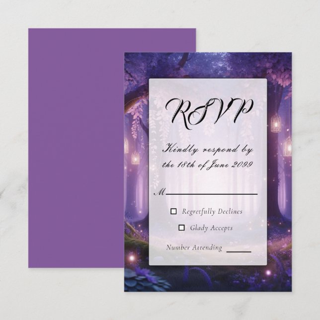 Violet at Midnight Enchanted Forest RSVP Card (Front/Back)