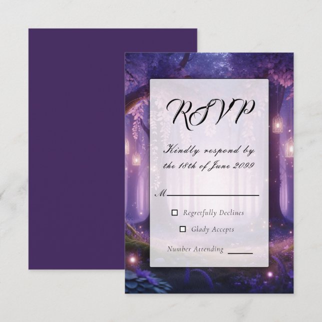 Violet at Midnight Enchanted Forest RSVP Card (Front/Back)