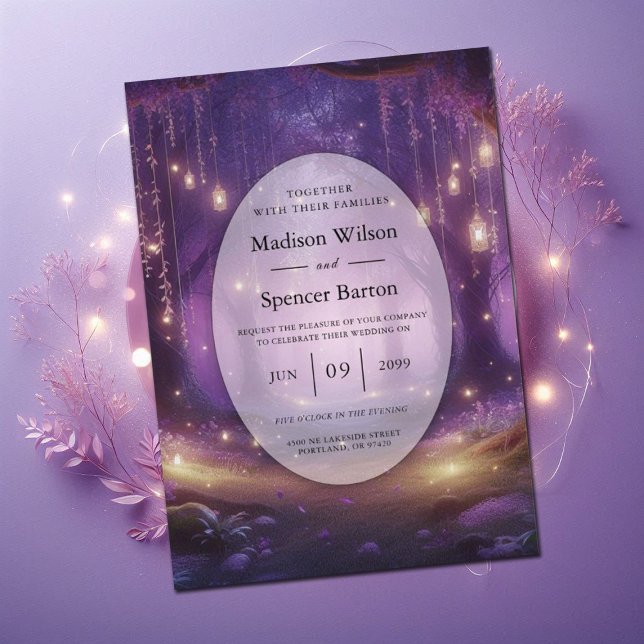 Violet at Midnight Enchanted Forest Wedding Invitation (Creator Uploaded)