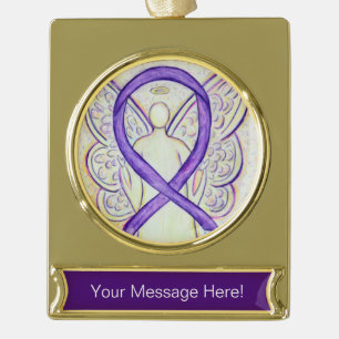 Violet Awareness Ribbon Angel Art Custom Ornament