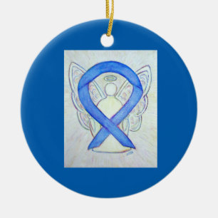 Violet Awareness Ribbon Angel Custom Art Ornaments