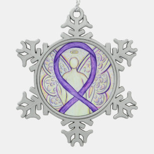 Violet Awareness Ribbon Angel Customised Ornament