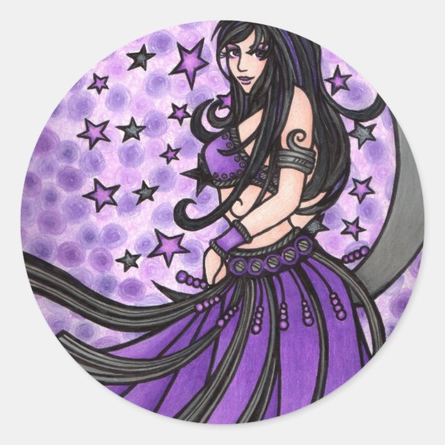 Violet Belly Dancer Classic Round Sticker (Front)