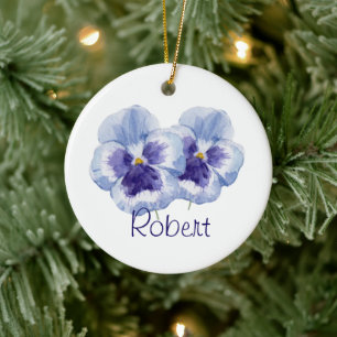 Violet Birth Month Flower FEBRUARY Name & Year Ceramic Ornament