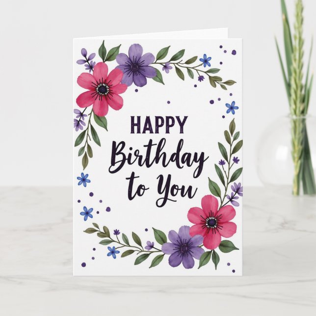 Violet Birthday Bloom Card (Front)