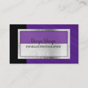 Violet Black and Silver Paparazzi Photography Business Card
