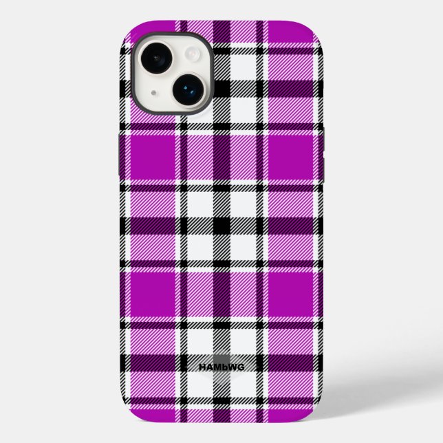Violet, Black and White Plaid Iphone Case HAMbWG (Back)