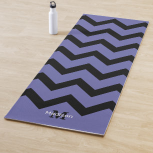 violet Black Chevron pattern Monogram Yoga Mat