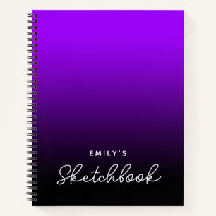 Violet Black Ombre Personalised Sketchbook Notebook