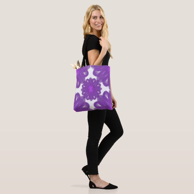 Violet Bloom Mandala Pattern Tote Bag (On Model)