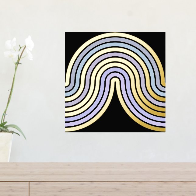 Violet Blue Abstract Wave Lines Art Pattern Gold Foil Prints (In Situ (Entry Table))