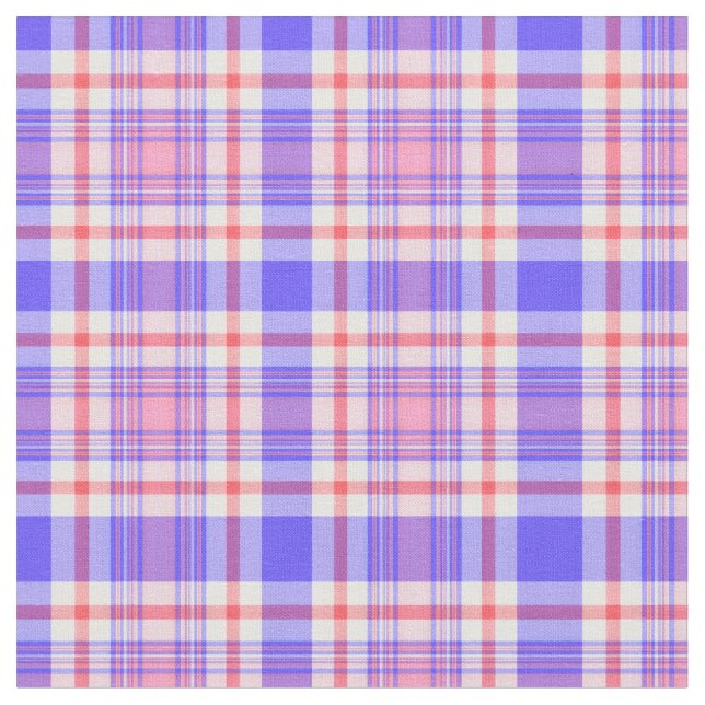 Violet Blue and Pink Plaid Fabric (Close Up)