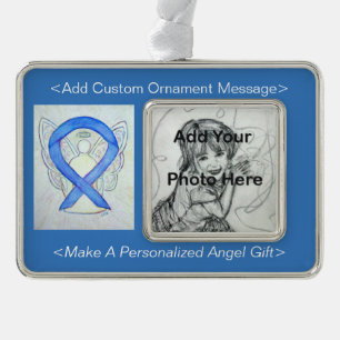Violet Blue Awareness Ribbon Angel Ornament
