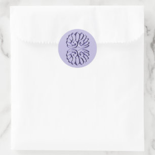 Violet Blue Damask Wedding Classic Round Sticker