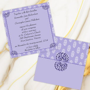Violet Blue Damask Wedding Invitation