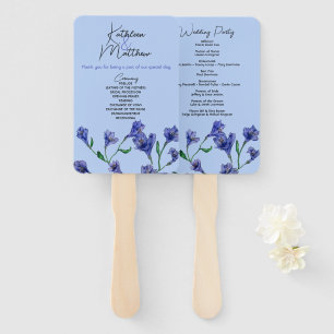 Violet Blue Floral Watercolor Wedding Hand Fan