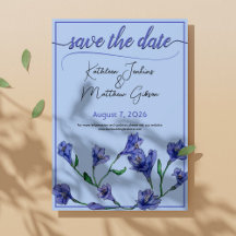 Violet Blue Floral Watercolor Wedding