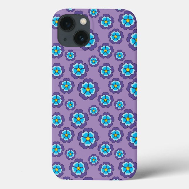 Violet Blue Flowers Pattern Case-Mate iPhone Case (Back)