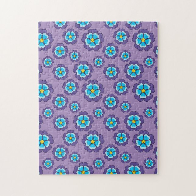 Violet Blue Flowers Pattern Jigsaw Puzzle (Vertical)