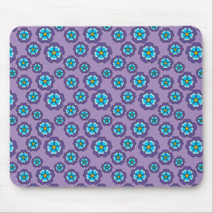 Violet Blue Flowers Pattern Mouse Pad