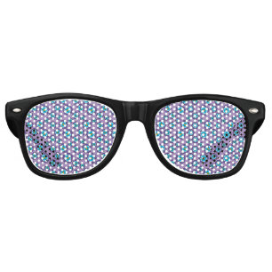 Violet Blue Flowers Pattern Retro Sunglasses