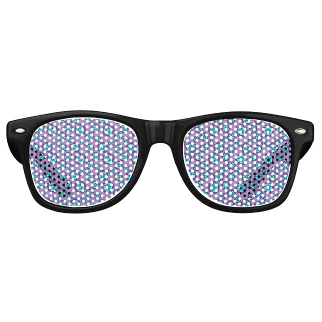 Violet Blue Flowers Pattern Retro Sunglasses (Front)