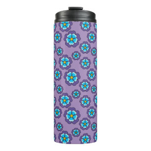 Violet Blue Flowers Pattern Thermal Tumbler