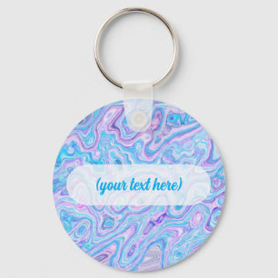 Violet Blue Marble Texture Abstract Liquid Paint Key Ring