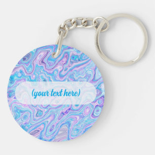 Violet Blue Marble Texture Abstract Liquid Paint Key Ring