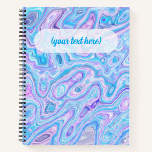 Violet Blue Marble Texture Abstract Liquid Paint Notebook