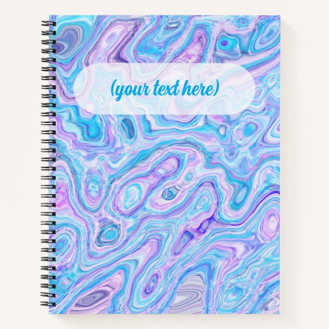 Violet Blue Marble Texture Abstract Liquid Paint Notebook (Front)
